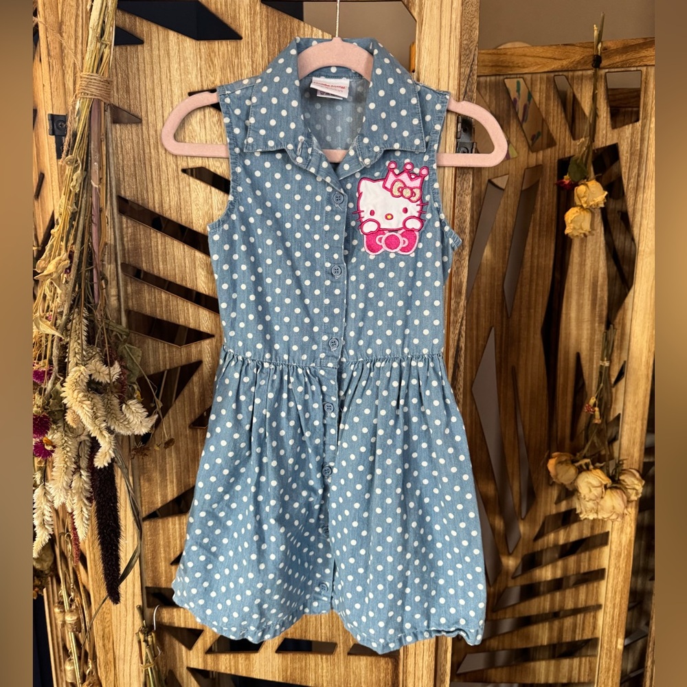 Hello Kitty Polka Dot Denim Girls Dress